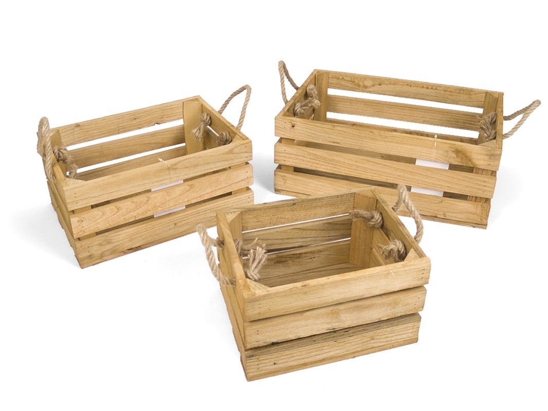 Caja de madera modelo 2 - con asas - Madera barnizada - 33 x 33 x 37 cm