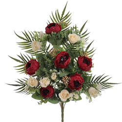 RAMO PALMA PEONIAS ROJO