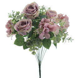 RAMO ROSAS HORTENSIAS MALVA