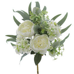 RAMO PALMA HIDRANGEA PEONIA CREMA