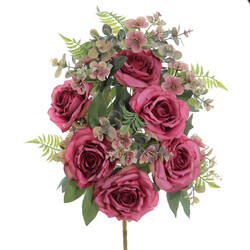 RAMO PALMA VINTAGE ROSAS FUXIA