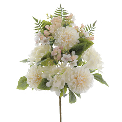 RAMO PALMA HIDRANGEA ZINNIAS CREMA