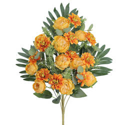 RAMO PALMA PEONIA MINI DALHIA NARANJA